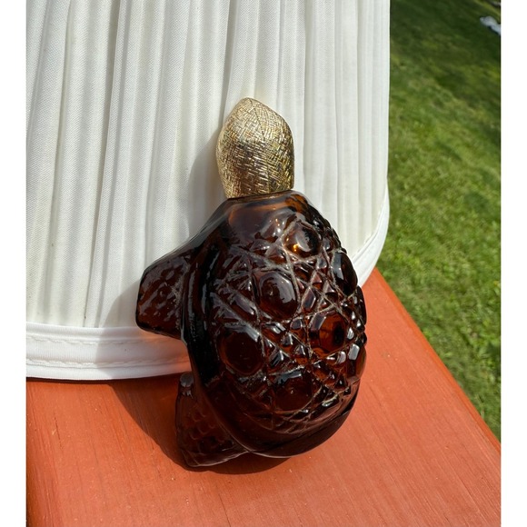 Turtle Figurine Amber Glass Collectible Decor Animal Paperweight cologne‎ bottle - Picture 2 of 5